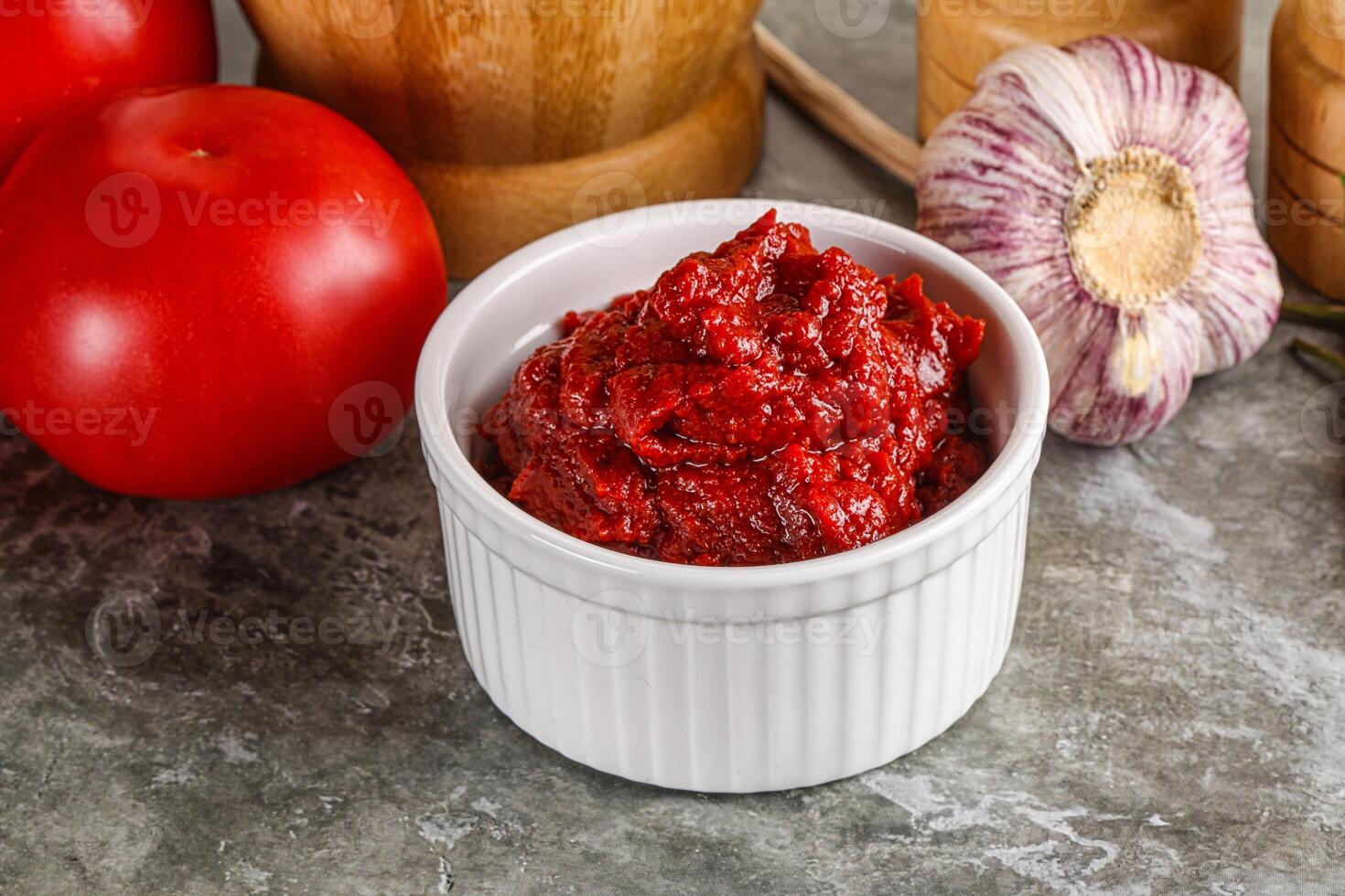Natural organic red tomato paste photo