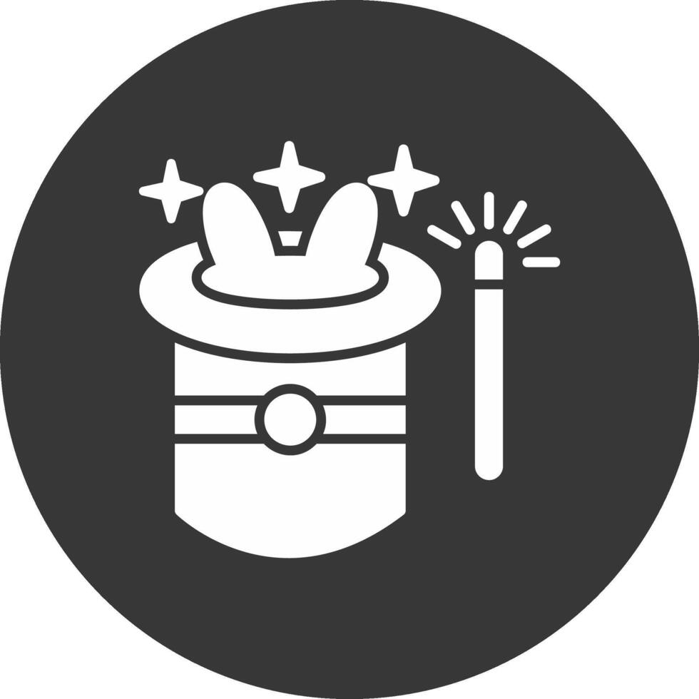 Magic Hat Glyph Inverted Icon vector