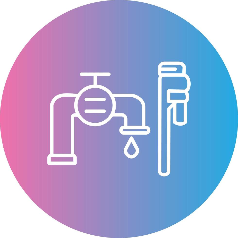 Plumbing installation Line Gradient Circle Icon vector