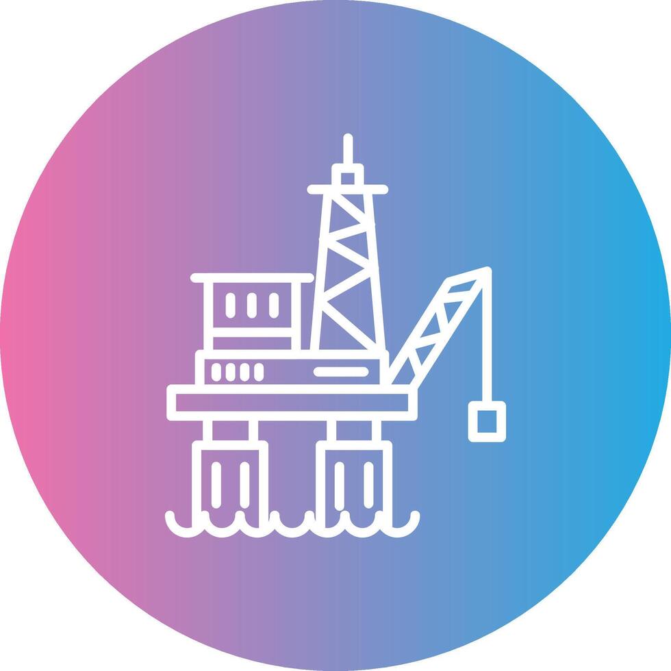 Offshore Platform Line Gradient Circle Icon vector