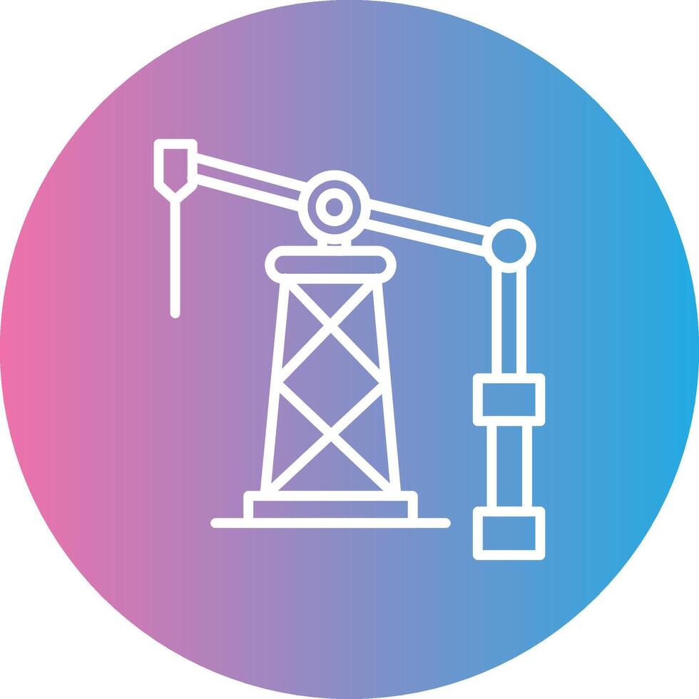 Oil Derrick Line Gradient Circle Icon vector