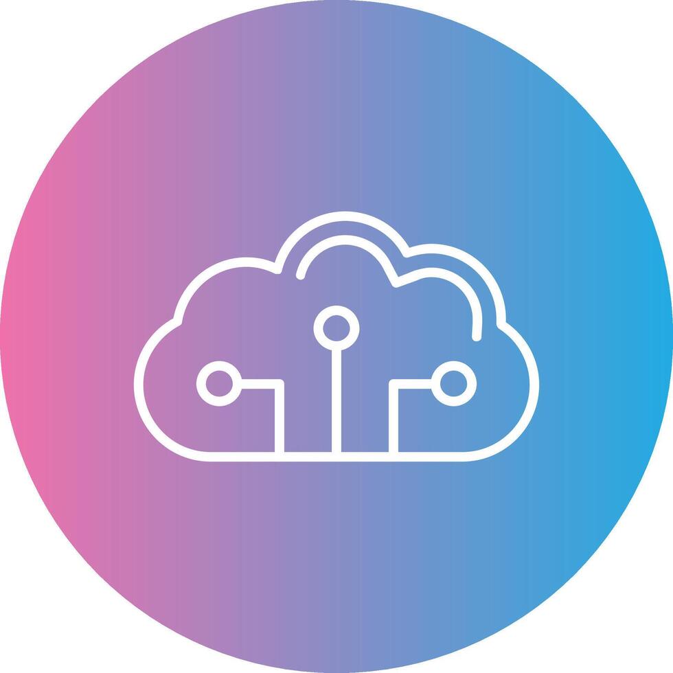 Cloud Circuit Line Gradient Circle Icon vector