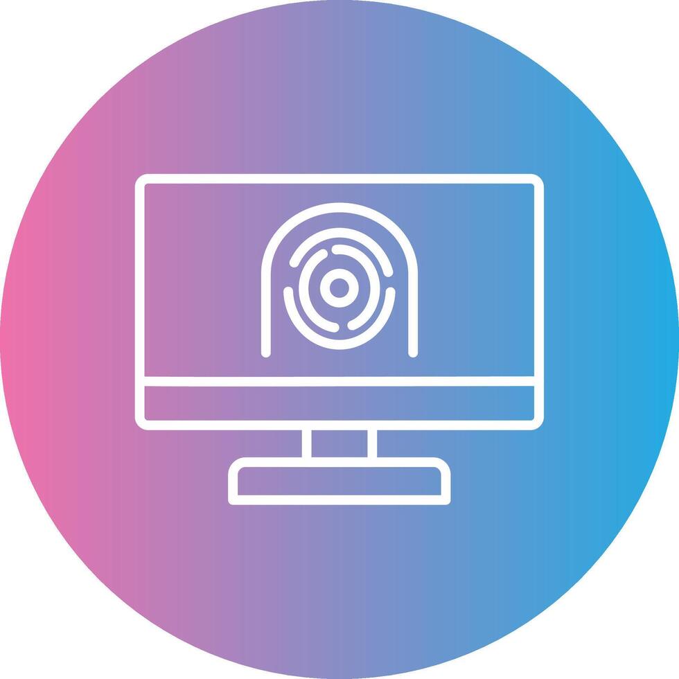 Security Computer Faceprint Line Gradient Circle Icon vector