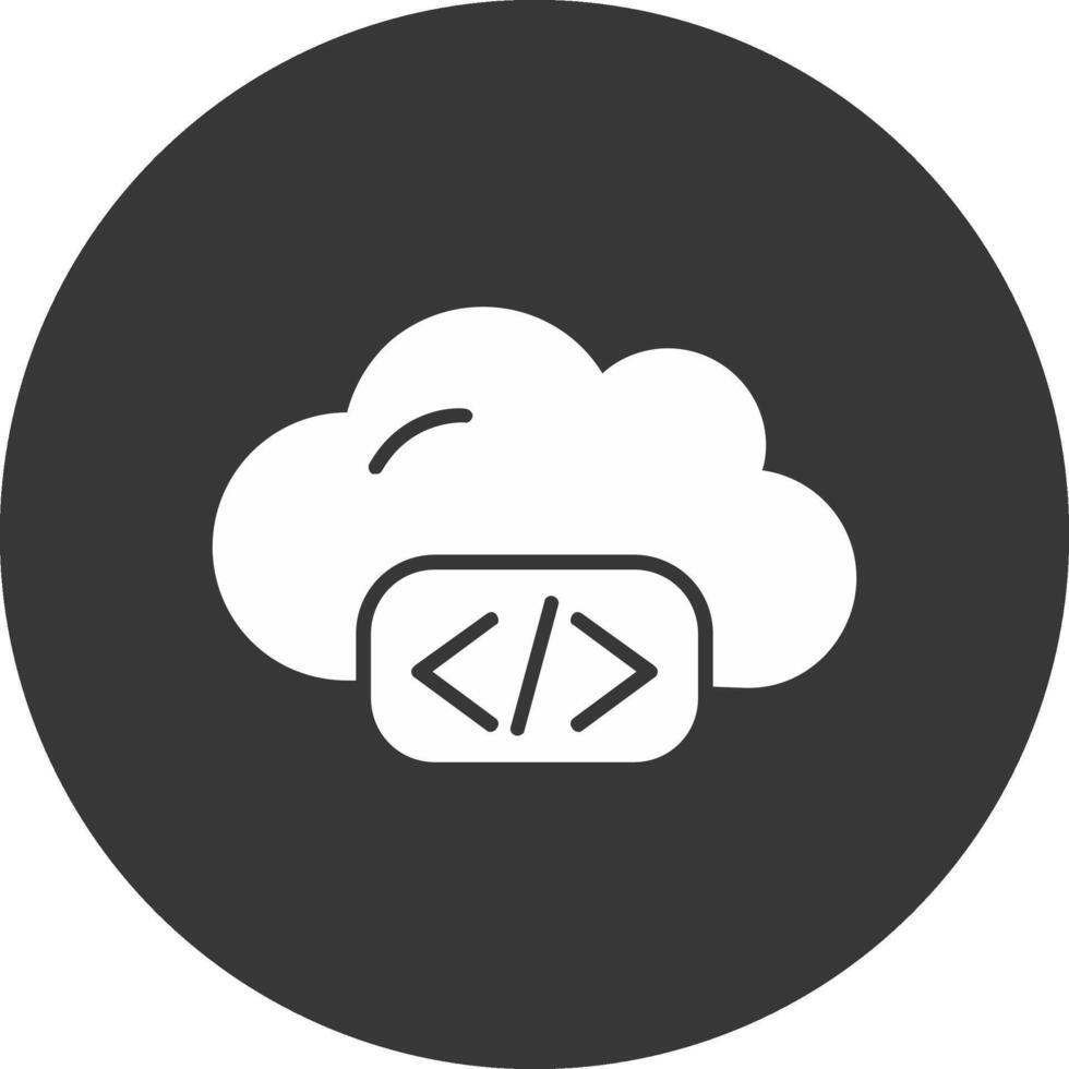 nube codificación glifo invertido icono vector