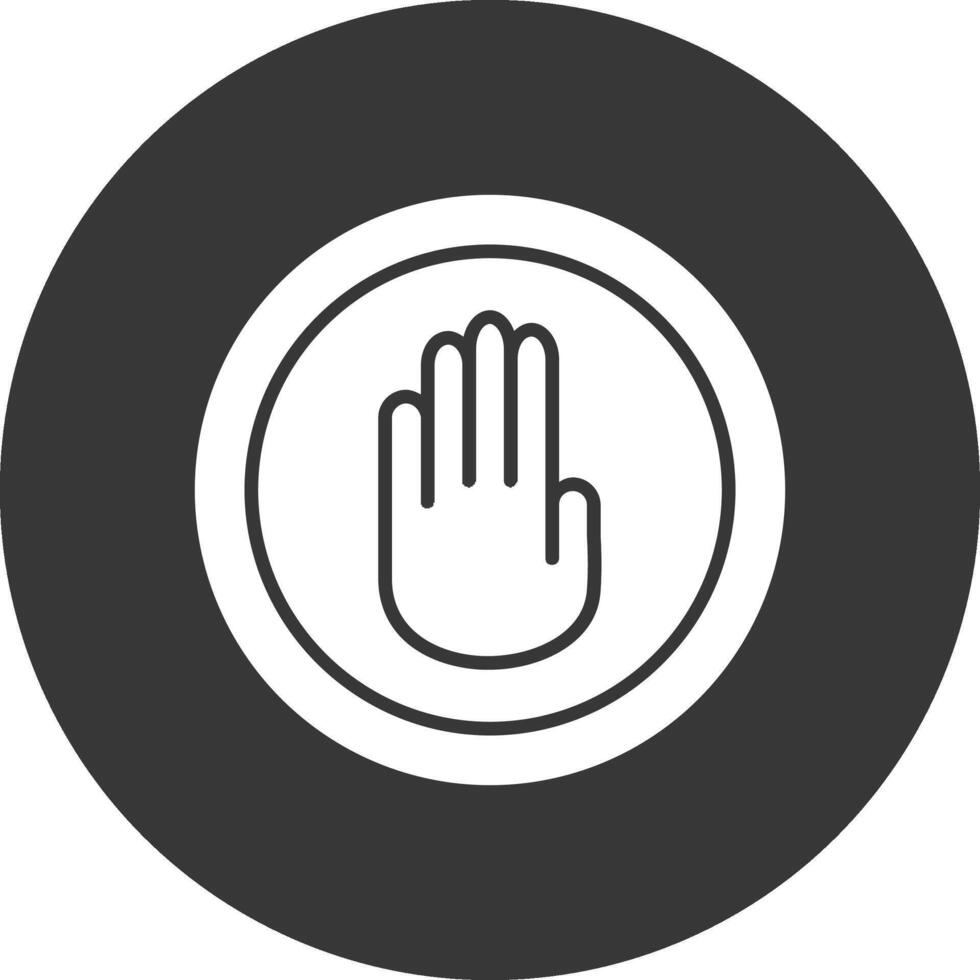 Stop Hand Glyph Inverted Icon vector