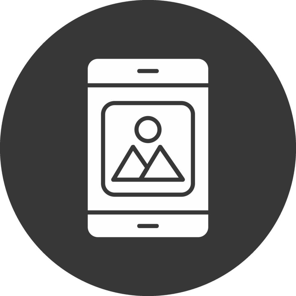 Mobile Application Glyph Inverted Icon vector
