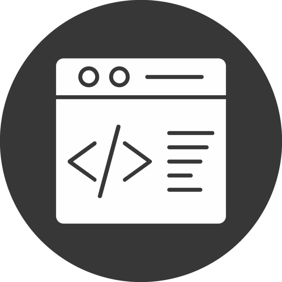sitio web codigos glifo invertido icono vector