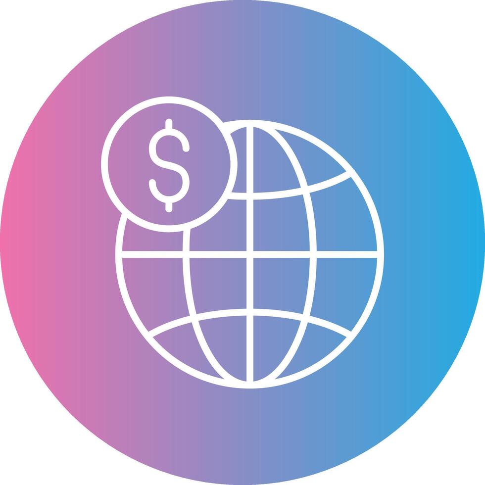 Global Business Line Gradient Circle Icon vector