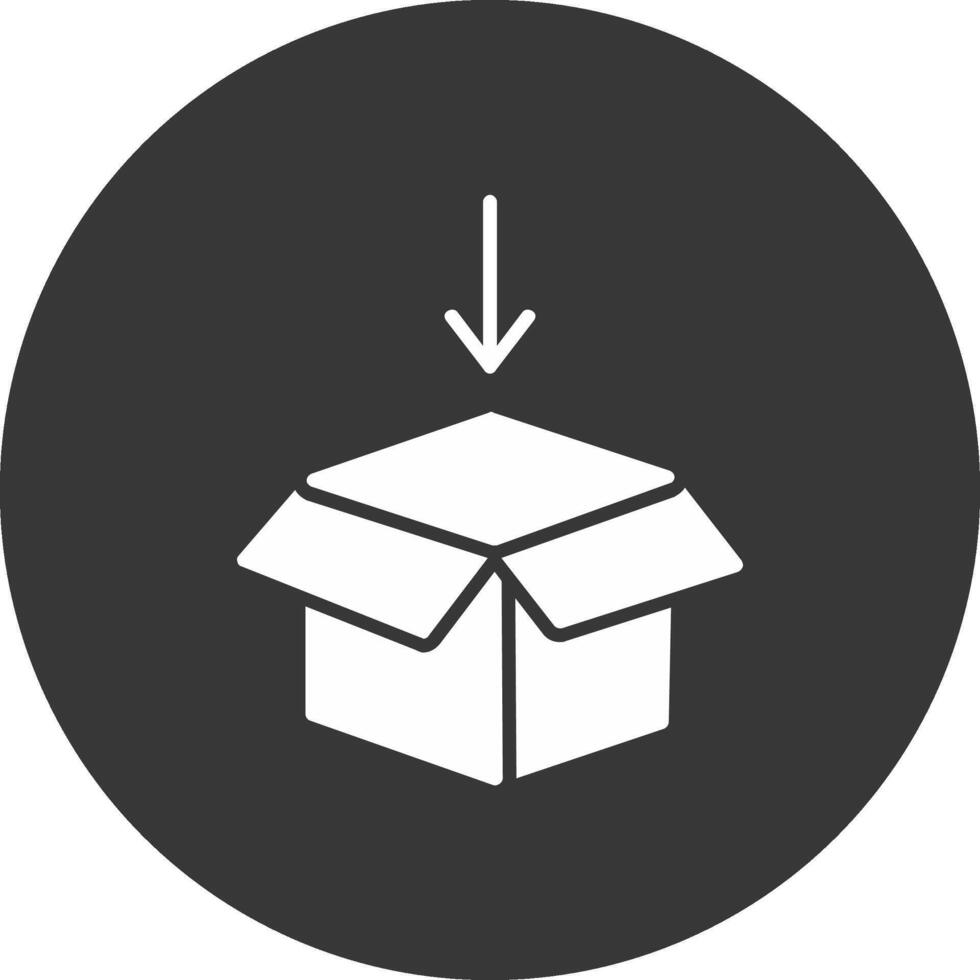 paquete diseño glifo invertido icono vector