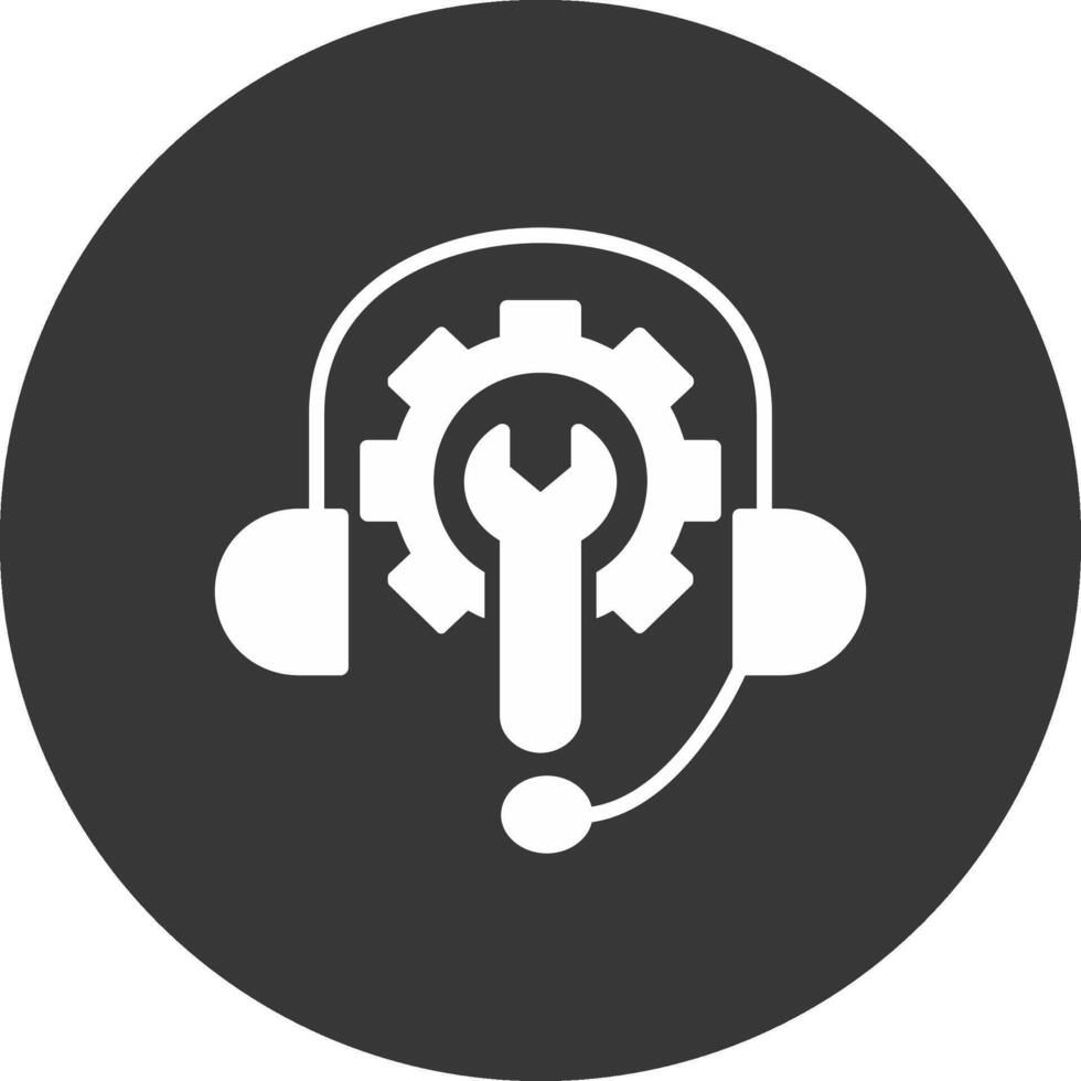 Tech Support Glyph Inverted Icon vector