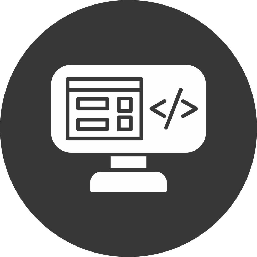 Program Coding Glyph Inverted Icon vector