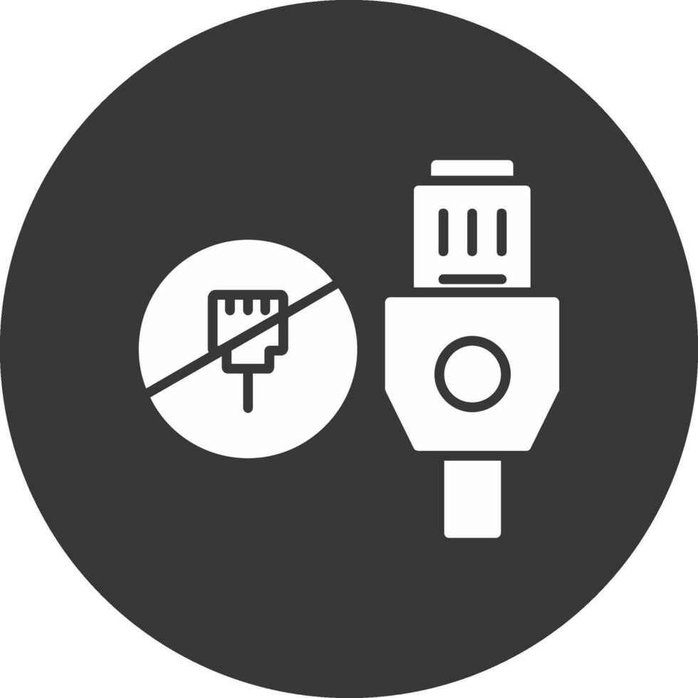 Lan Unplugged Glyph Inverted Icon vector