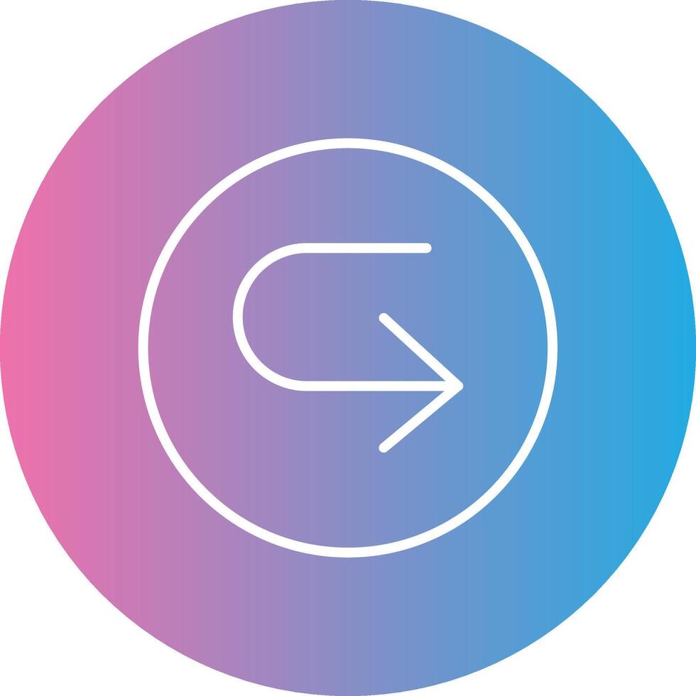 U Turn Line Gradient Circle Icon vector