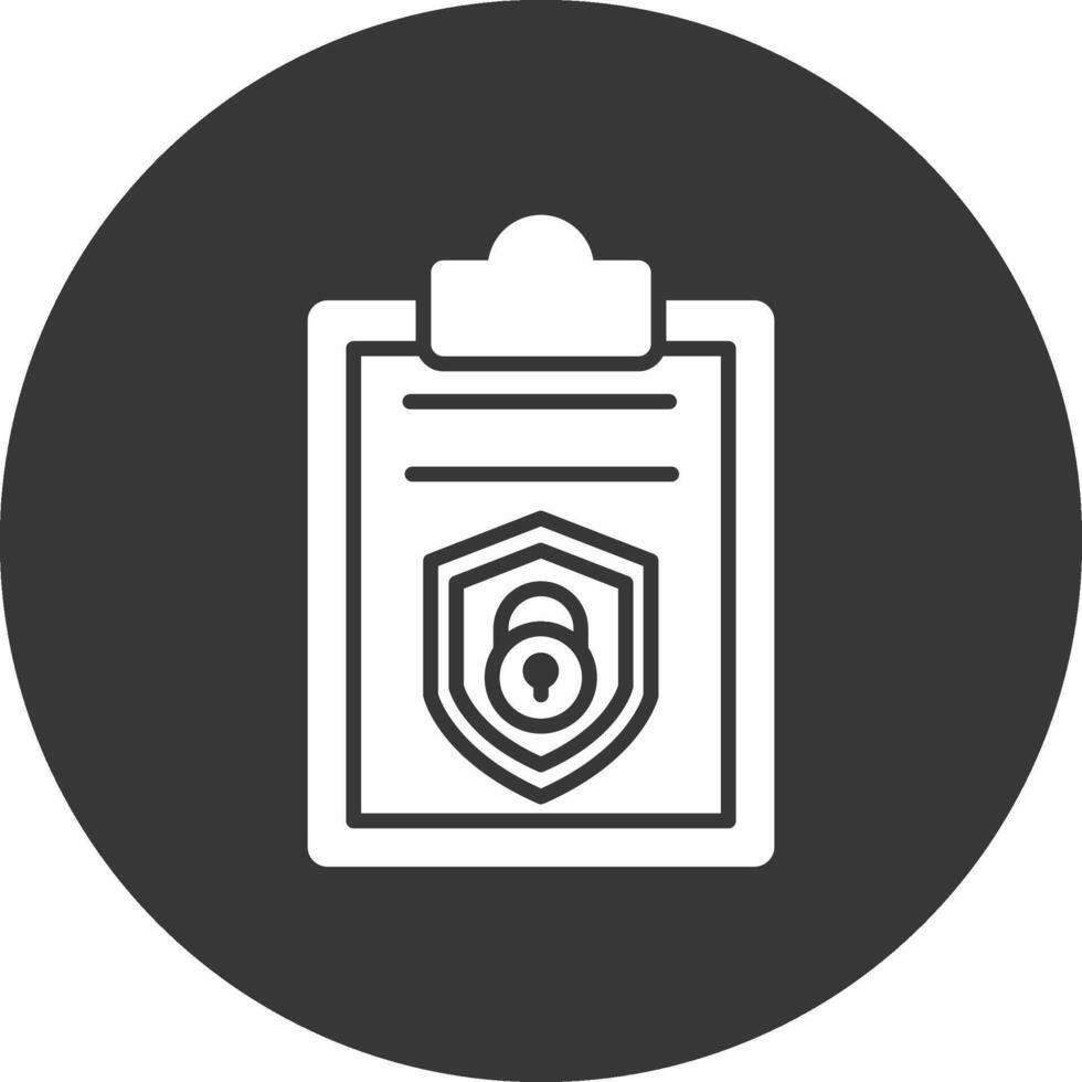 Security Report Glyph Inverted Icon vector