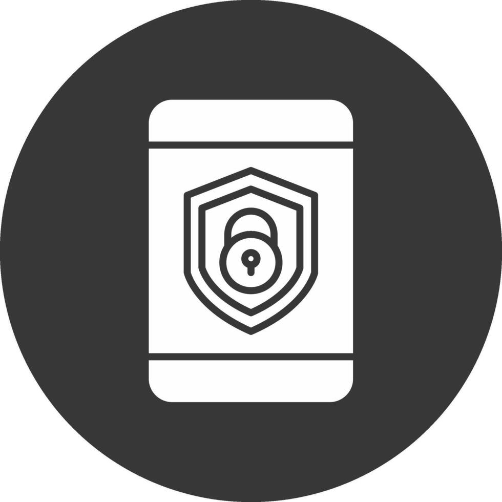 Security mobile Lock Glyph Inverted Icon vector