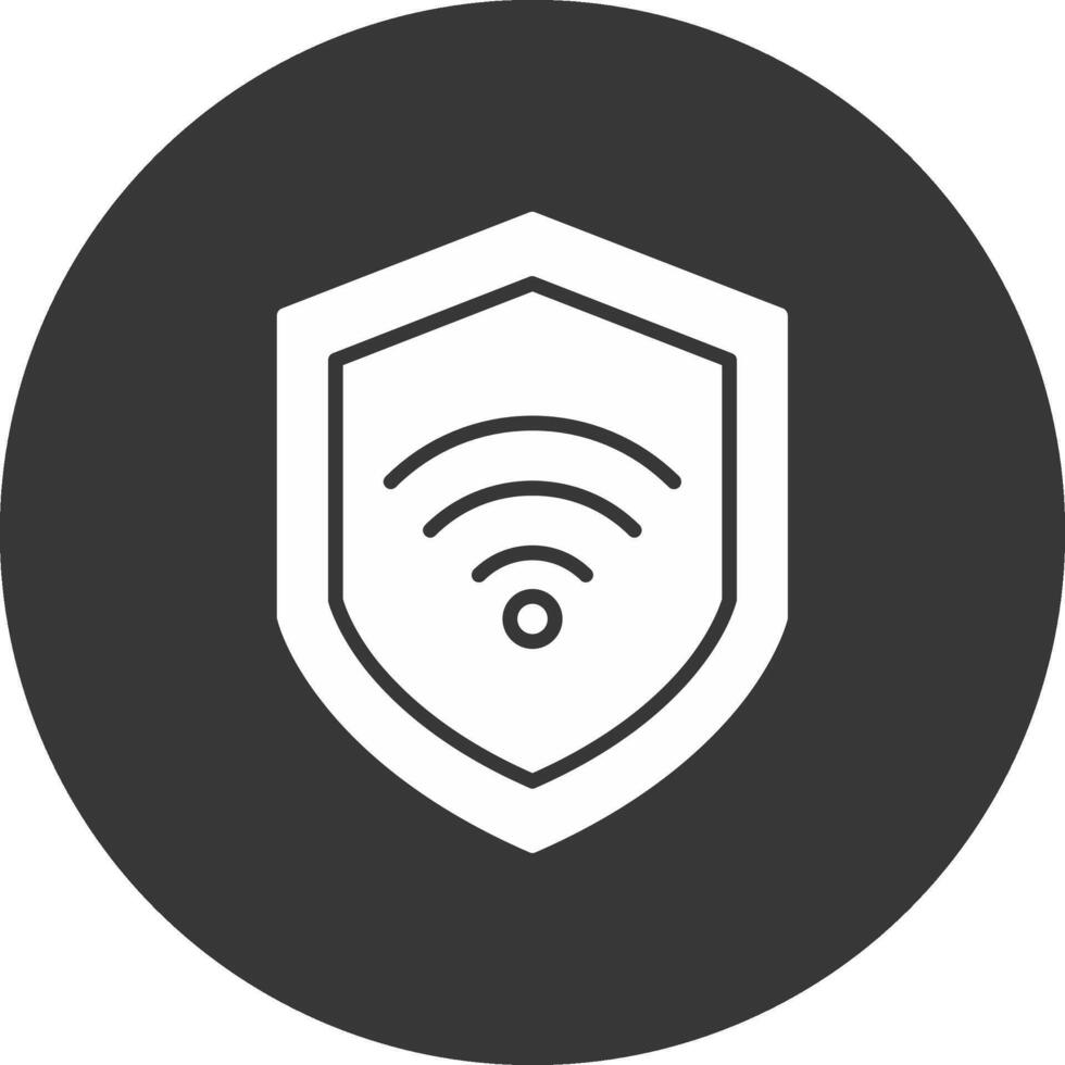 Wifi seguridad glifo invertido icono vector