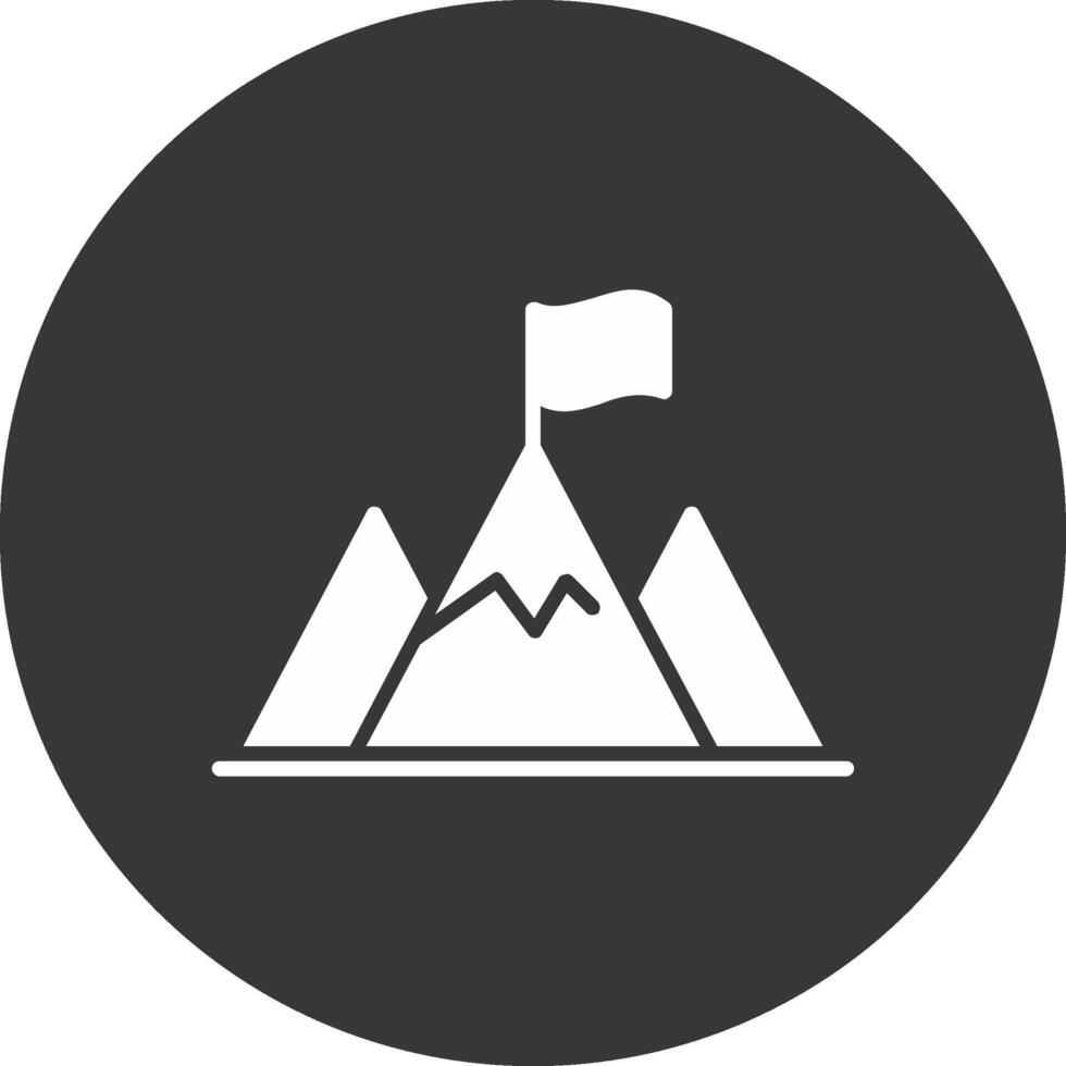 objetivo cumbre glifo invertido icono vector