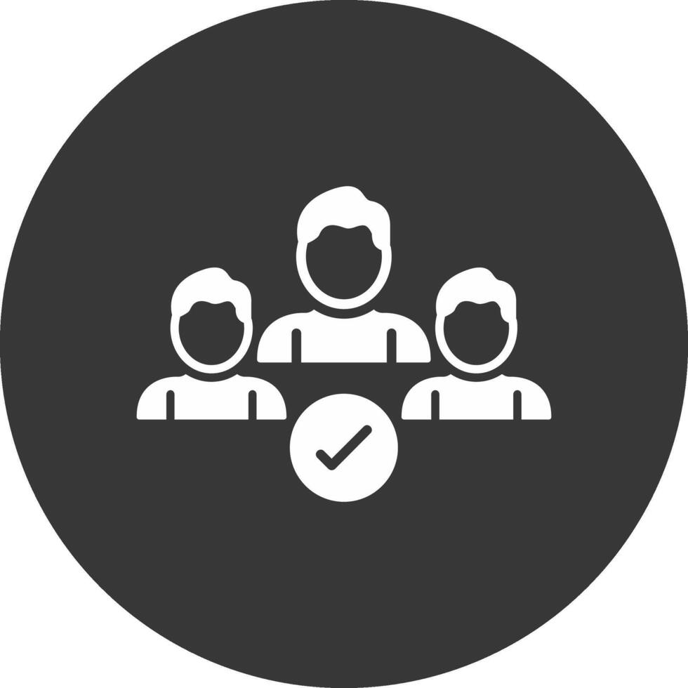 Secure Team Check Glyph Inverted Icon vector