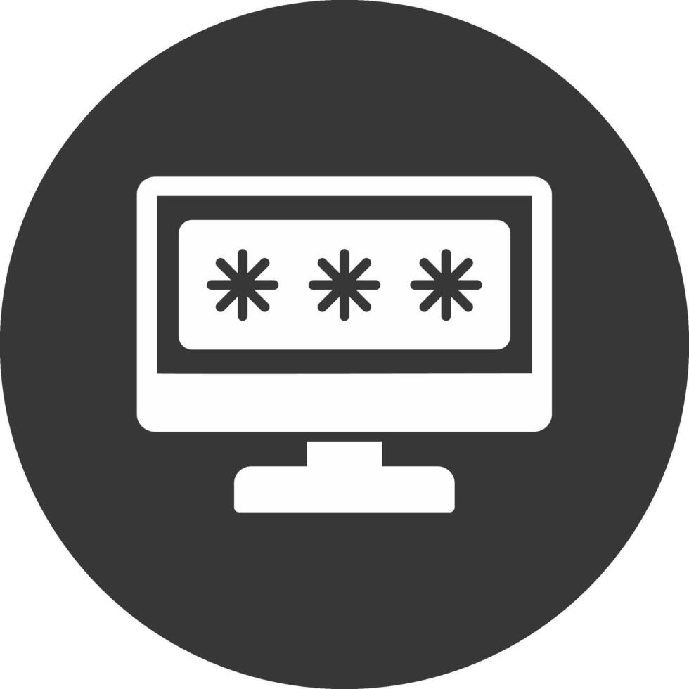 seguridad computadora contraseña glifo invertido icono vector