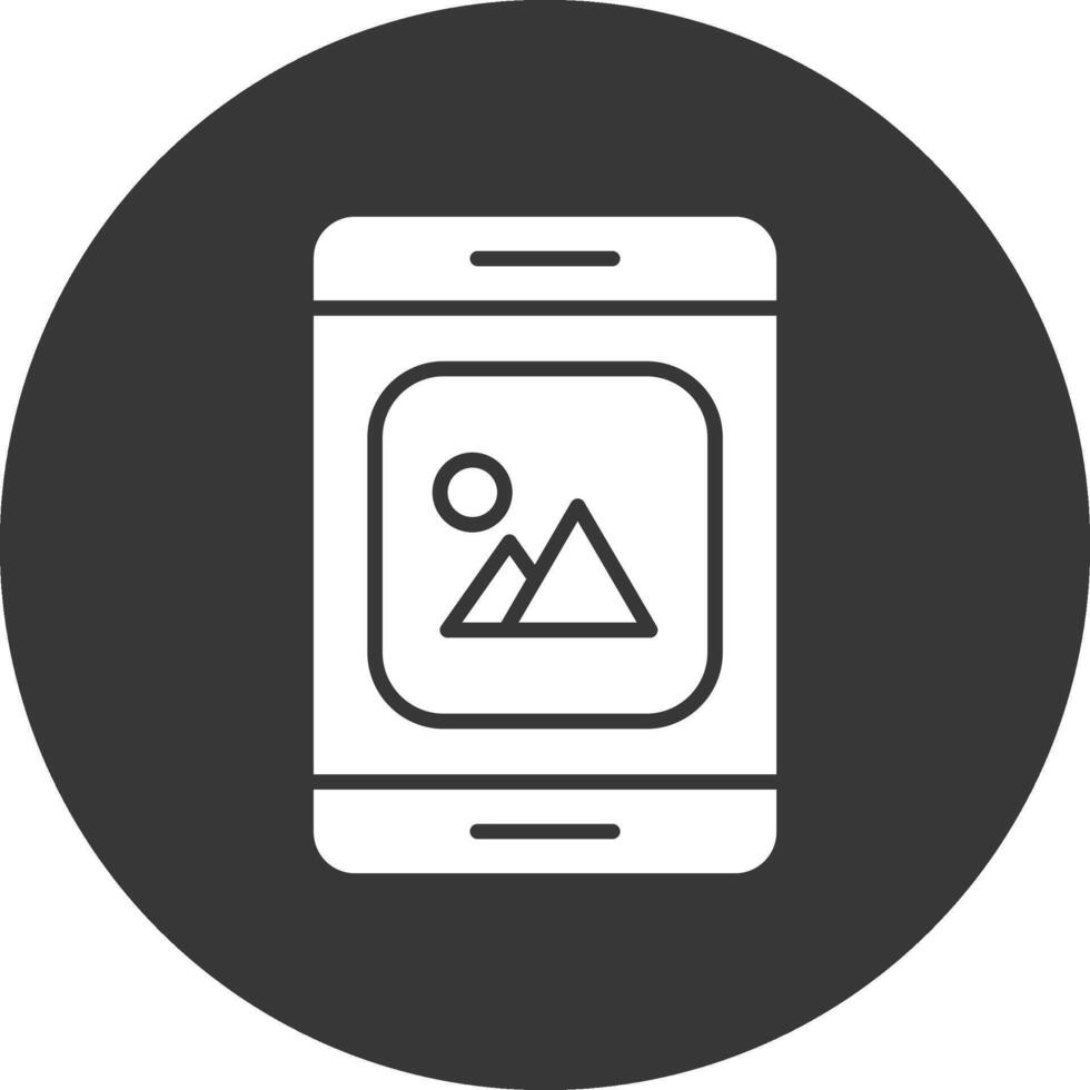 Mobile App Glyph Inverted Icon vector