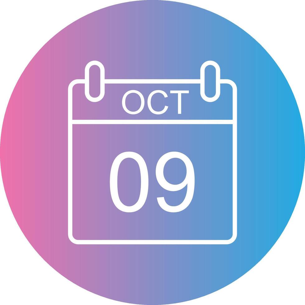October Line Gradient Circle Icon vector