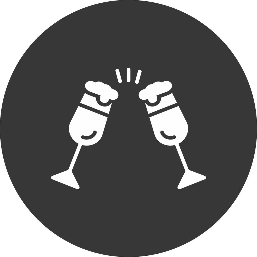 Cheers Glyph Inverted Icon vector