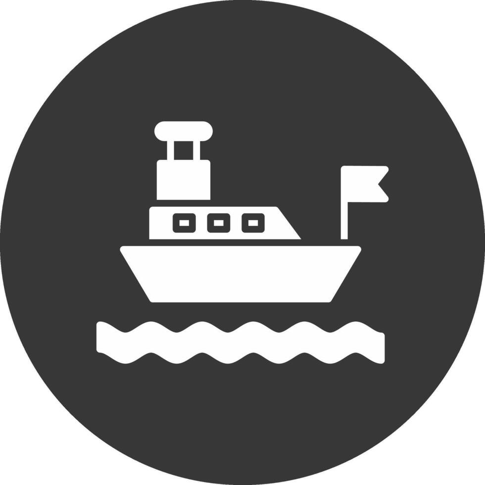 Ferry Glyph Inverted Icon vector