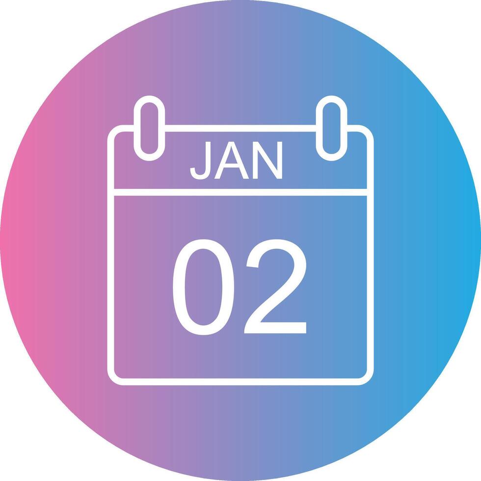 January Line Gradient Circle Icon vector