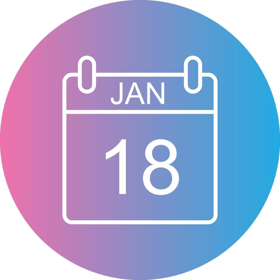 January Line Gradient Circle Icon vector