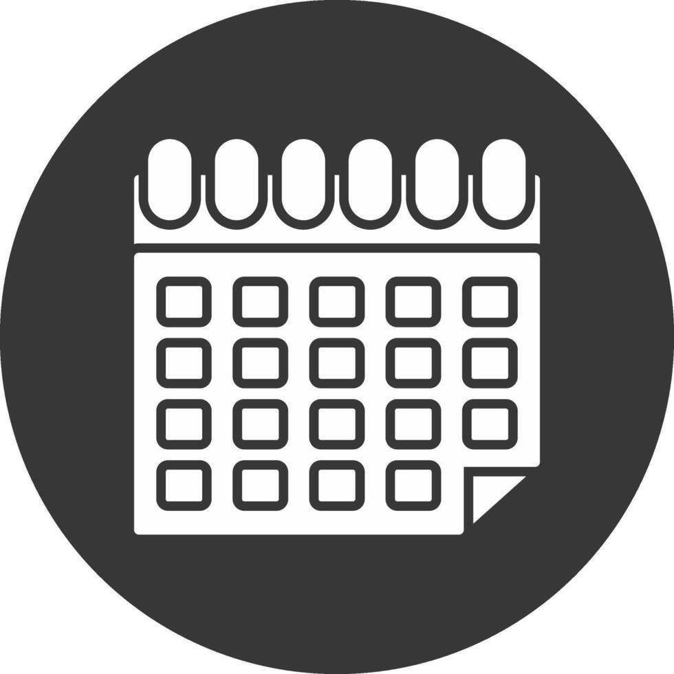 Calendar Glyph Inverted Icon vector