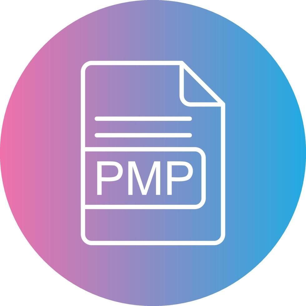 pmp archivo formato línea degradado circulo icono vector