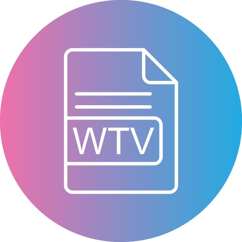 WTV File Format Line Gradient Circle Icon vector