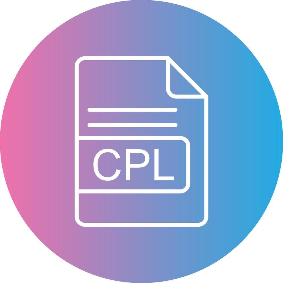 cpl archivo formato línea degradado circulo icono vector