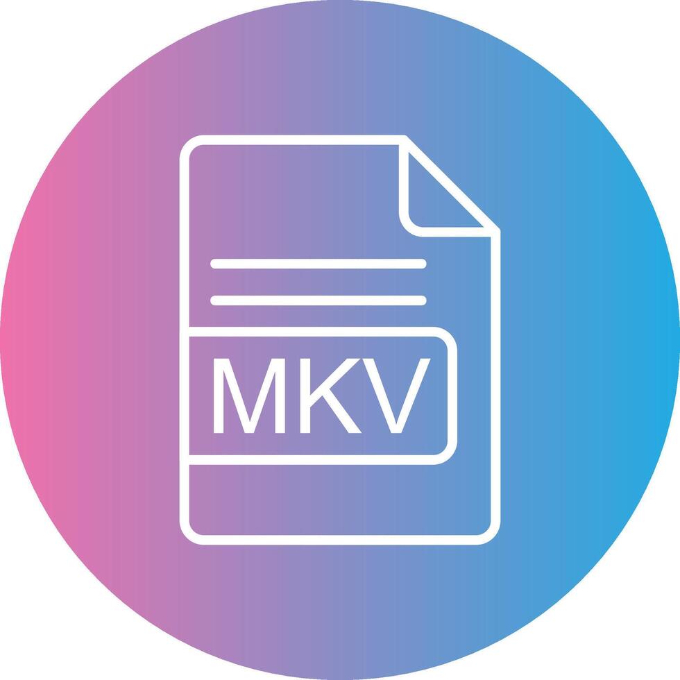 MKV File Format Line Gradient Circle Icon vector