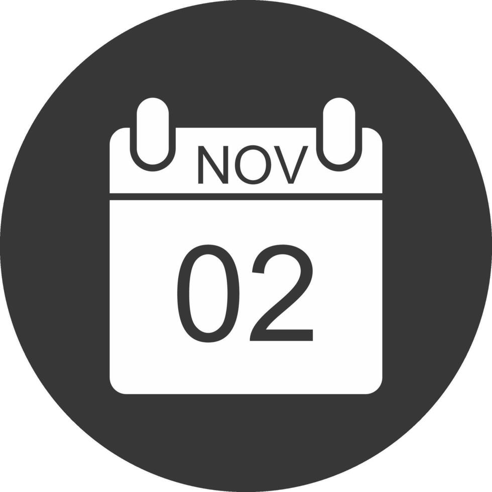 noviembre glifo invertido icono vector