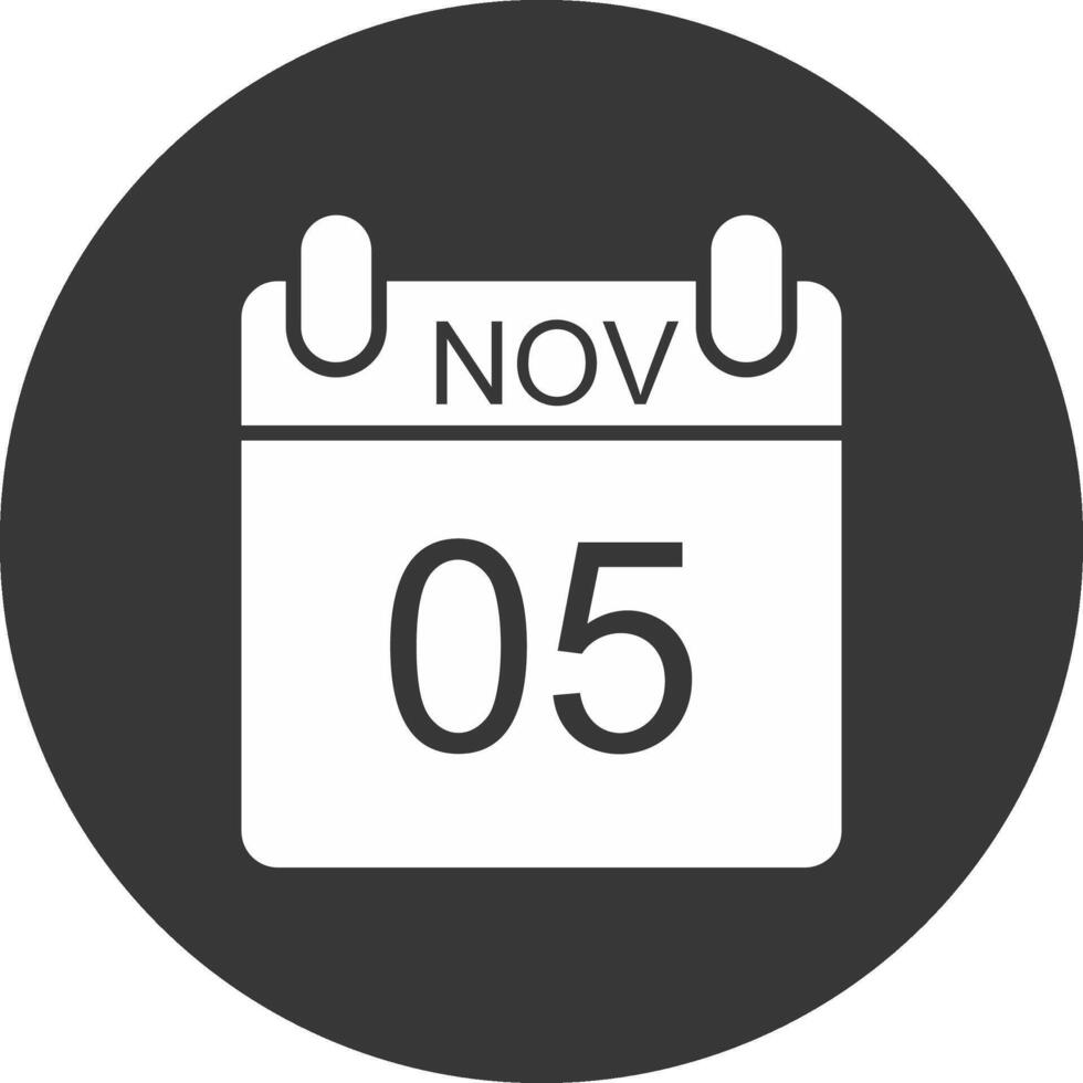 noviembre glifo invertido icono vector