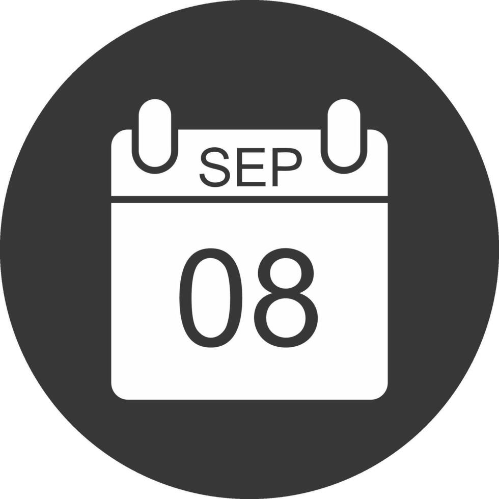 September Glyph Inverted Icon vector