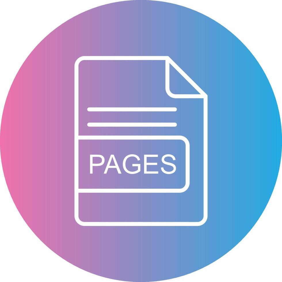 PAGES File Format Line Gradient Circle Icon vector