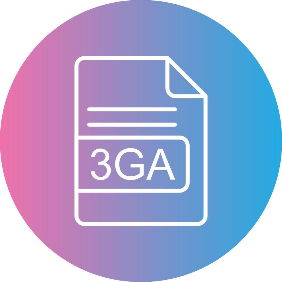 3GA File Format Line Gradient Circle Icon vector