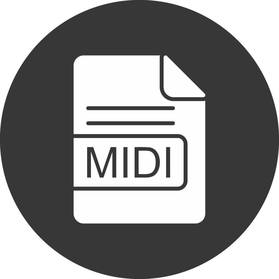 midi archivo formato glifo invertido icono vector