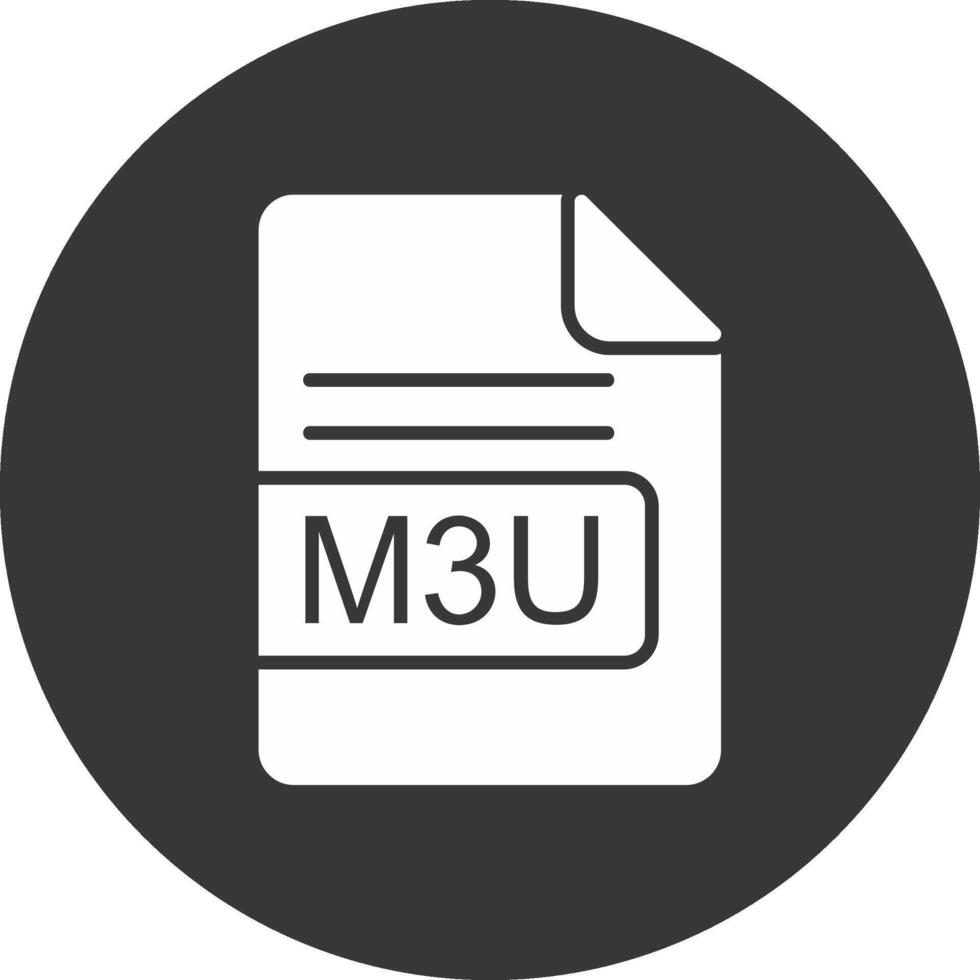 m3u archivo formato glifo invertido icono vector