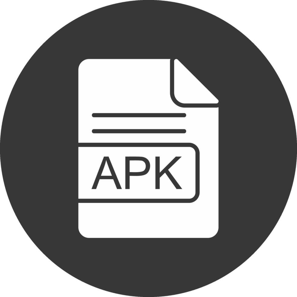 apk archivo formato glifo invertido icono vector