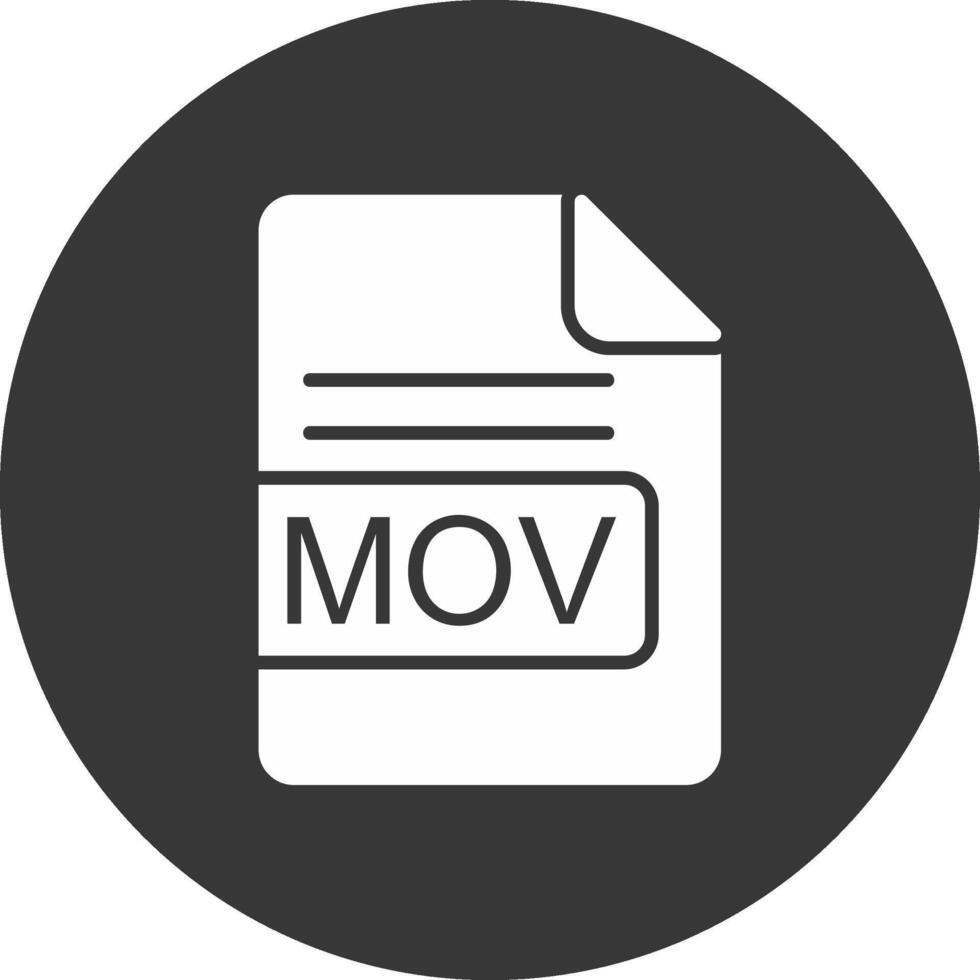 mov archivo formato glifo invertido icono vector