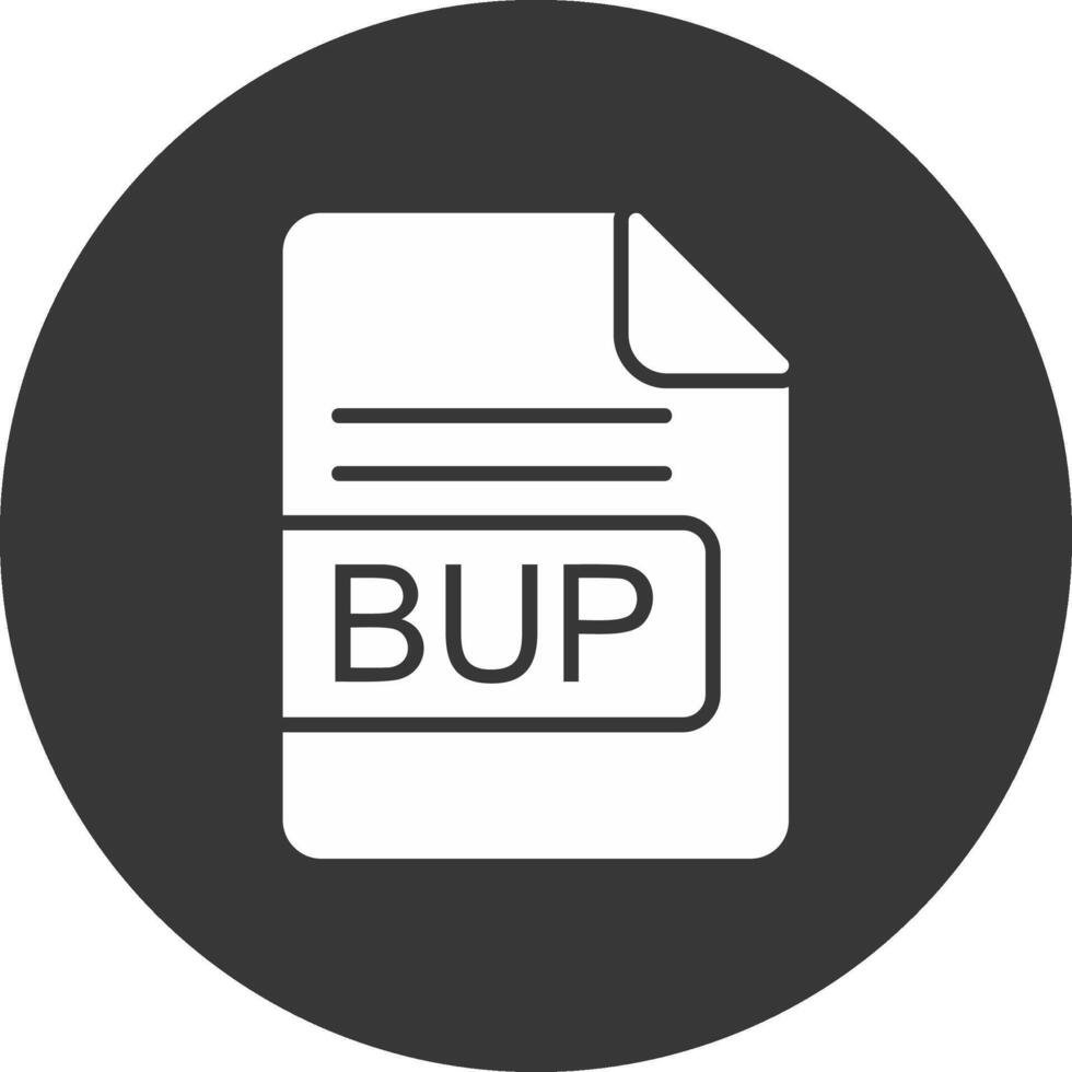 bup archivo formato glifo invertido icono vector