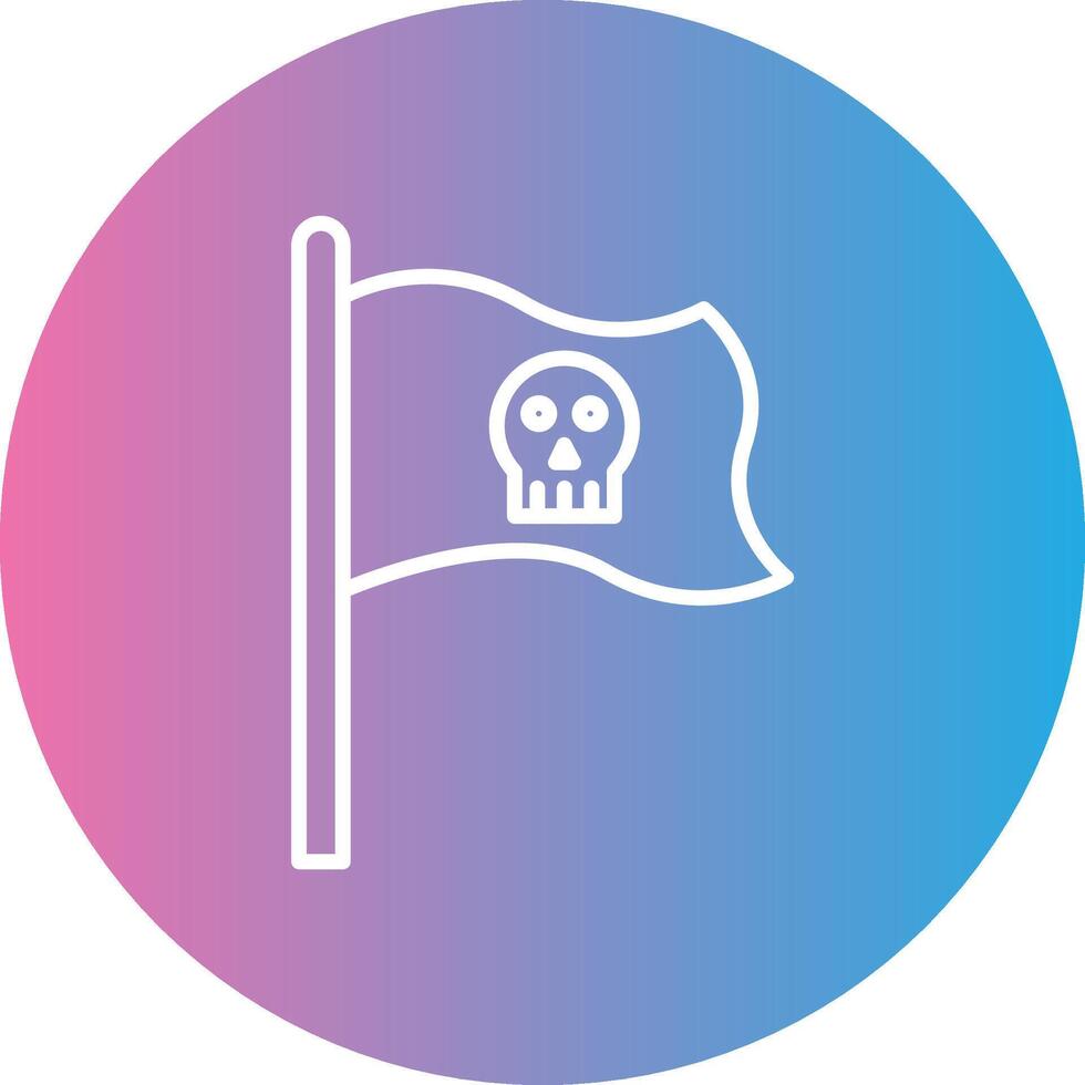 pirata bandera línea degradado circulo icono vector