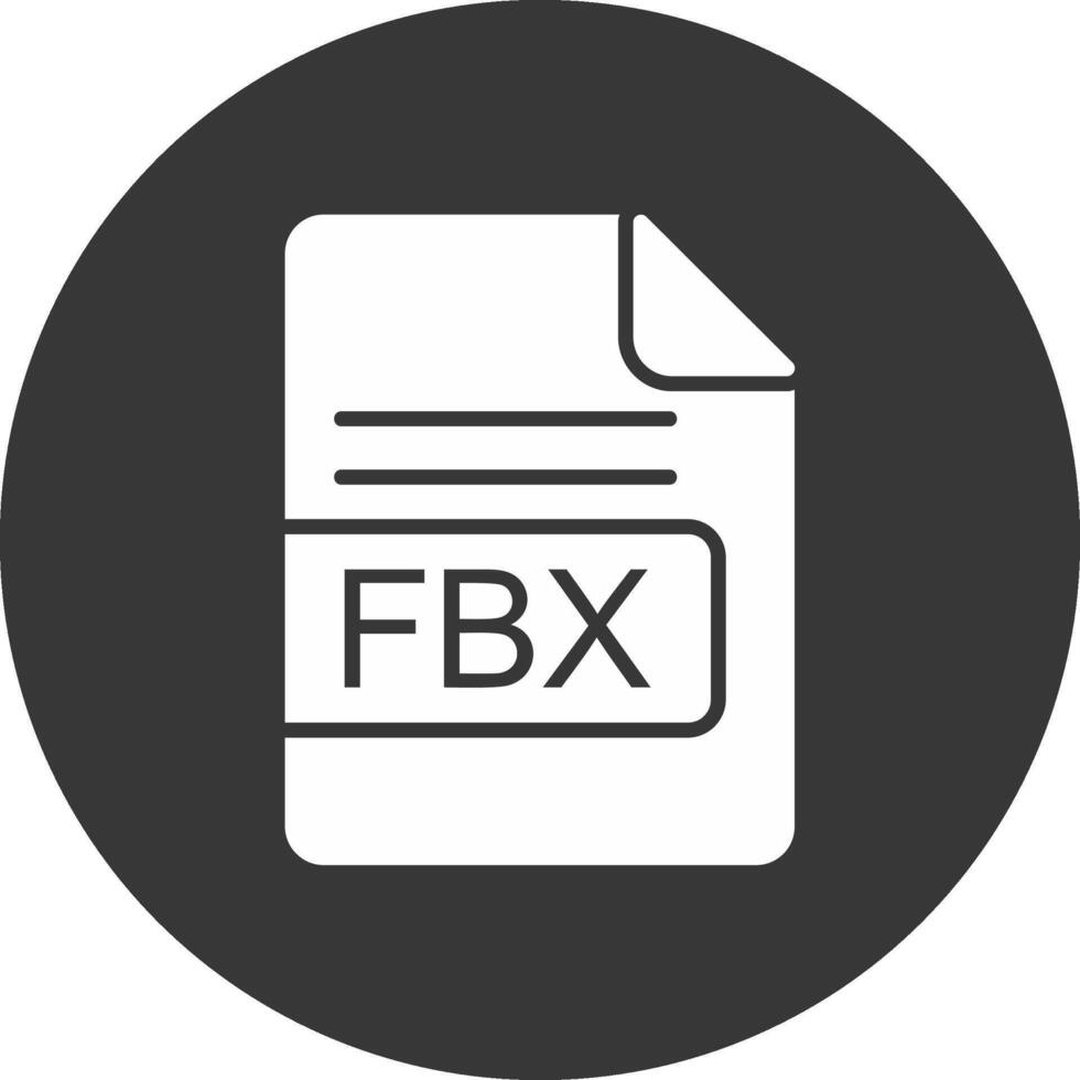 fbx archivo formato glifo invertido icono vector