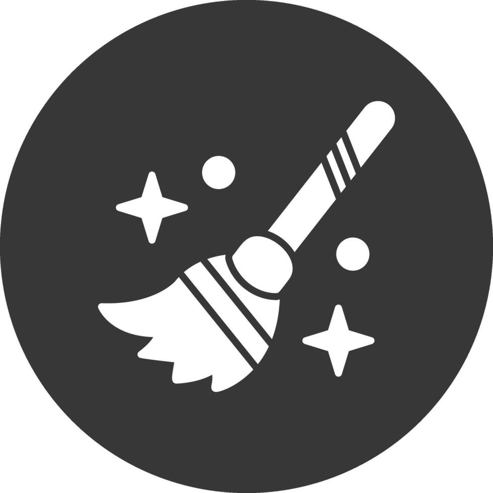 Flying Broom Glyph Inverted Icon vector