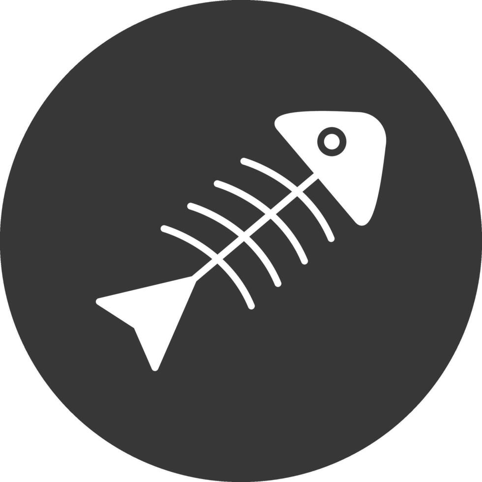 Rotten Fish Glyph Inverted Icon vector