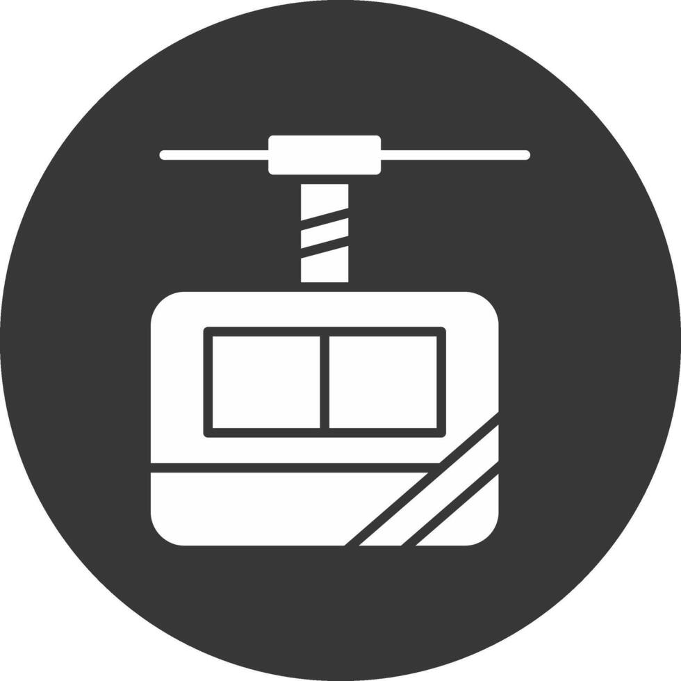 cable coche cabina glifo invertido icono vector