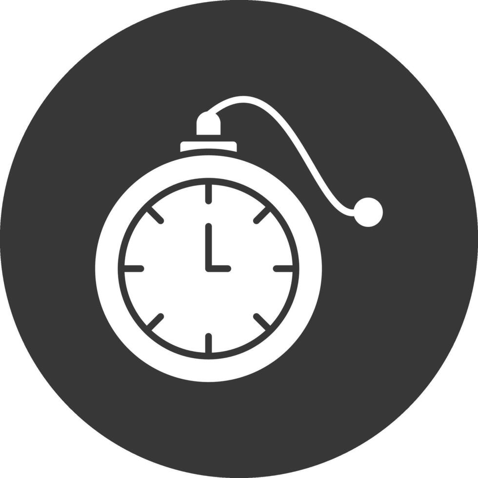 bolsillo reloj glifo invertido icono vector